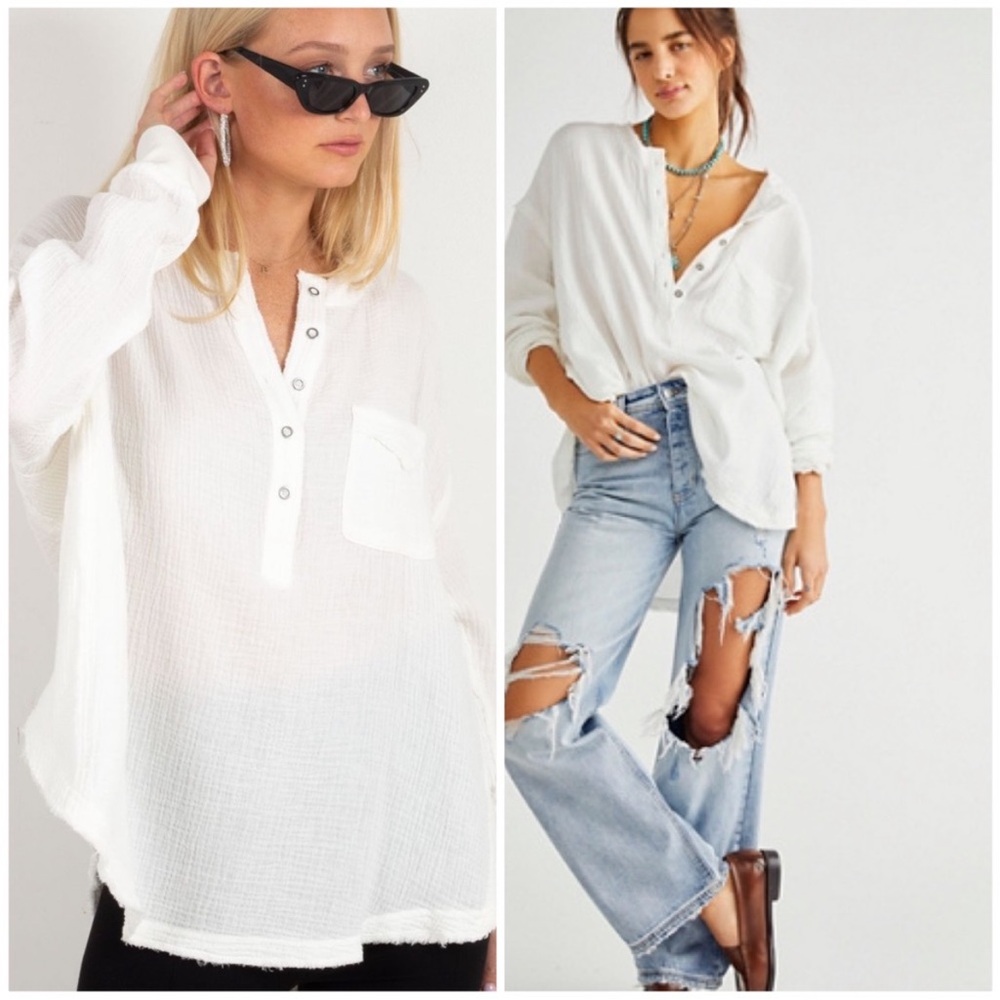 We The Free FP Palo Santo Pullover Top Long Sleeve Oversized Women Sz‎ Medium
